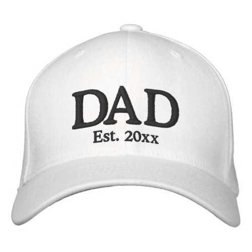 Dad Established date white black custom modern Embroidered Baseball Cap