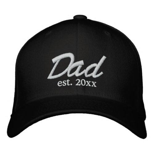 Dad Established date white black custom script Embroidered Baseball Cap