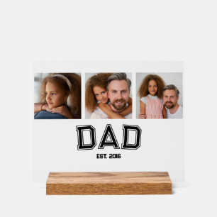 Dad Established Elegant 3 Photo Gifts Acrylic Sign
