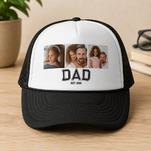 Dad Established Elegant 3 Photo Gifts  Trucker Hat