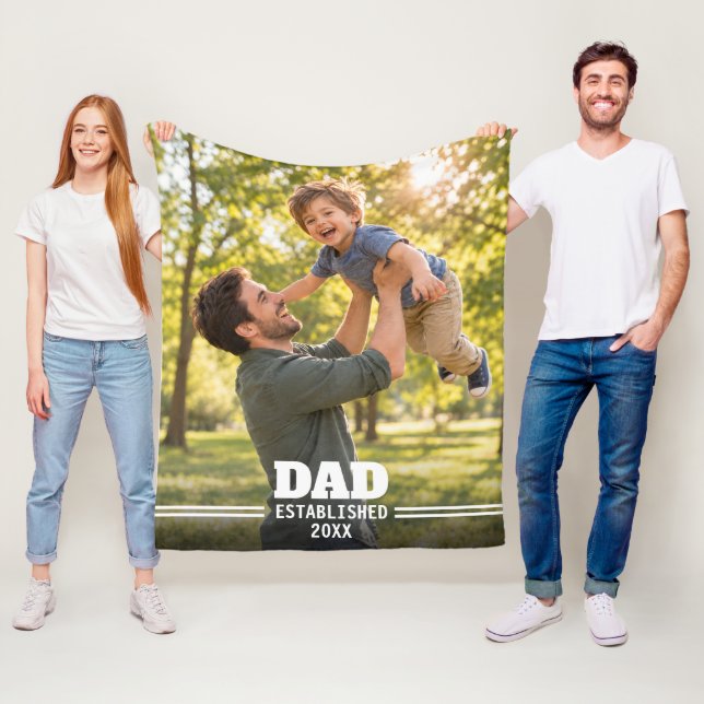 Dad Established Father Child Keepsake Fleece Blanket (In Situ)
