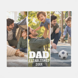 Dad Established Father Child Photo Keepsake Fleece Blanket