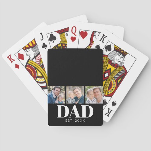 Dad Established Fathers Day 3 Photo Poker Cards