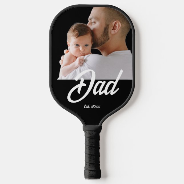 Dad Established Fun Script Photo   Pickleball Padd Paddle (Front)