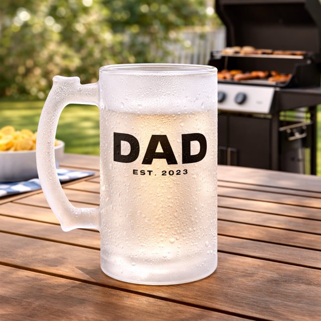 Dad Established Gift for Dad Frosted Glass Beer Mug (Creator Uploaded)
