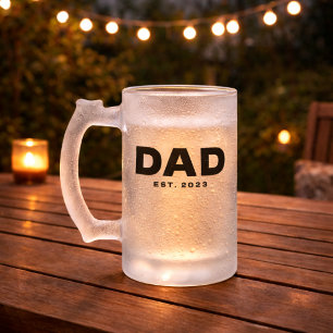 Dad Established Gift for Dad Frosted Glass Beer Mug