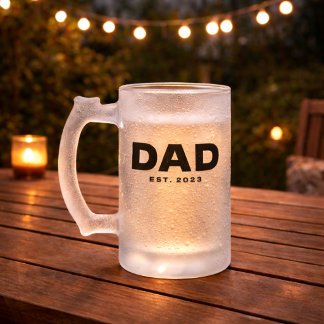Dad Established Gift for Dad Frosted Glass Beer Mug