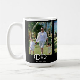 Dad Established Grunge Text Black 3 Photo Coffee Mug