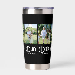 Dad Established Grunge Text Black 3 Photo Insulated Tumbler