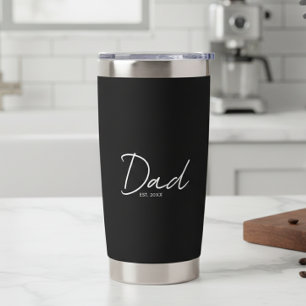 Dad Established Minimal Modern Script Black Insulated Tumbler