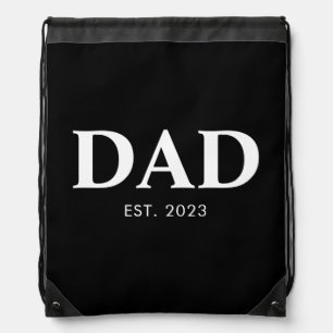 Dad Established Minimal Simple Text Est Year Drawstring Bag