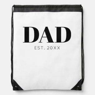 Dad Established Minimal Simple Text Est Year Drawstring Bag