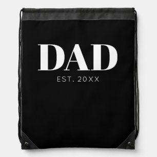 Dad Established Minimal Simple Text Est Year Drawstring Bag