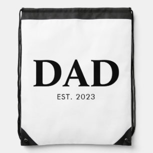 Dad Established Minimal Simple Text Est Year Drawstring Bag