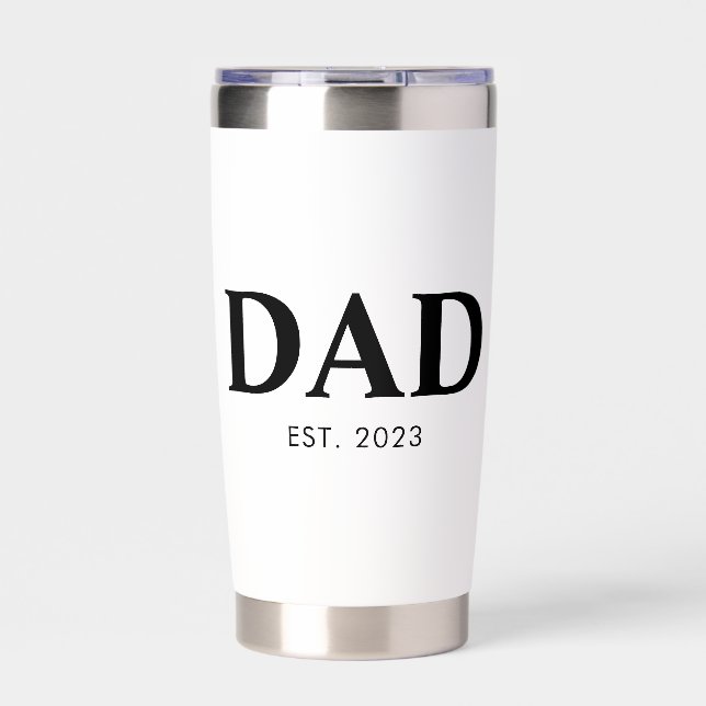 Dad Established Minimal Simple Text Est Year Insulated Tumbler (Front)