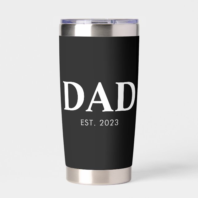 Dad Established Minimal Simple Text Est Year Insulated Tumbler (Front)