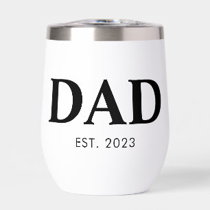 Dad Established Minimal Simple Text Est Year Thermal Wine Tumbler