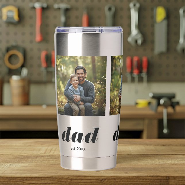 Dad Established Modern 3 Photo Insulated Tumbler (Creator Uploaded)