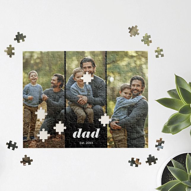 Dad Established Modern 3 Photo Jigsaw Puzzle (Creator Uploaded)