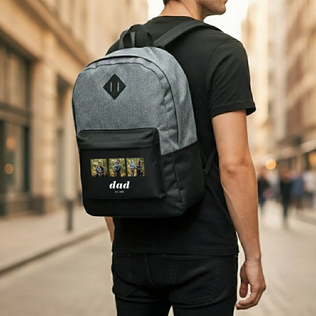 Dad Established Modern 3 Photo Port Authority® Backpack (Creator Uploaded)