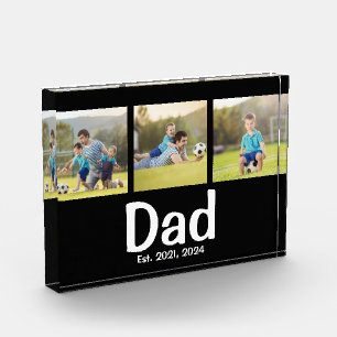 Dad Established Modern Black 3 Photo Acrylic Award
