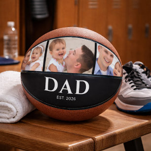 Dad Established Modern Black 3 Photo Basketball