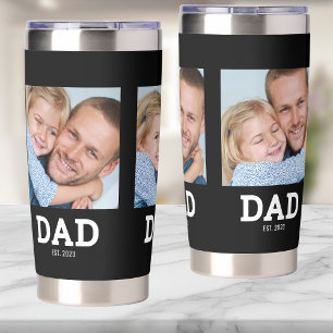 Dad Established Modern Black 3 Photo Insulated Tumbler