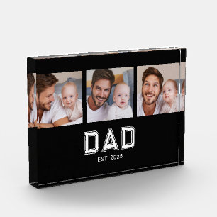 Dad Established Modern Bold Black 3 Photo Acrylic Award