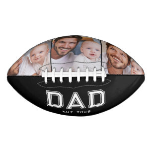 Dad Established Modern Bold Black 3 Photo Collage Football