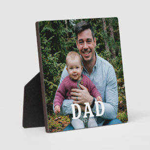 Dad Established Modern Bold Photo Gift  Plaque