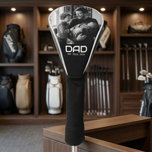 Dad Established Modern Bold Photo Golf Head Cover (Creator Uploaded)