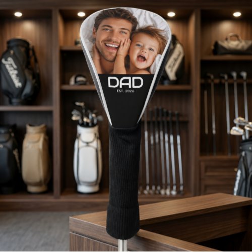 Dad Established Modern Bold Photo Golf Head Cover