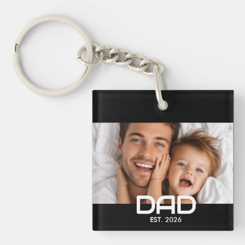 Dad Established Modern Bold Photo Keychain