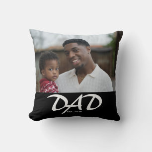 Dad Established Modern Bold Photo Throw Pillow