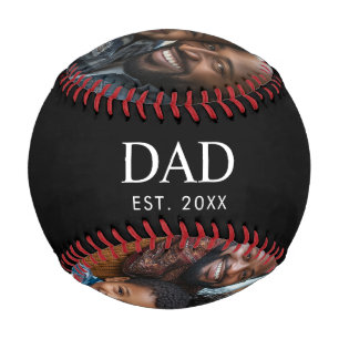 Dad Established Modern Bold Simple Black 3 Photo Baseball