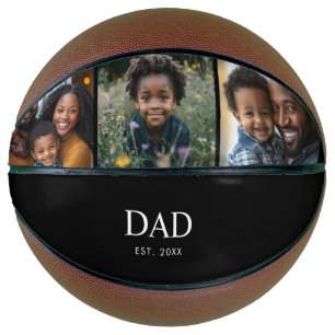 Dad Established Modern Bold Simple Black 3 Photo Basketball