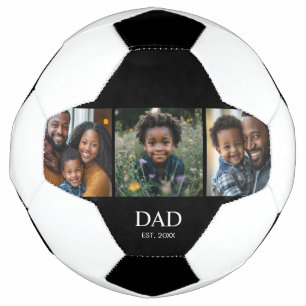 Dad Established Modern Bold Simple Black 3 Photo Soccer Ball