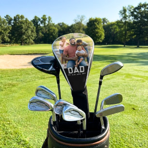 Dad Established Modern Bold White Photo Golf Head Cover