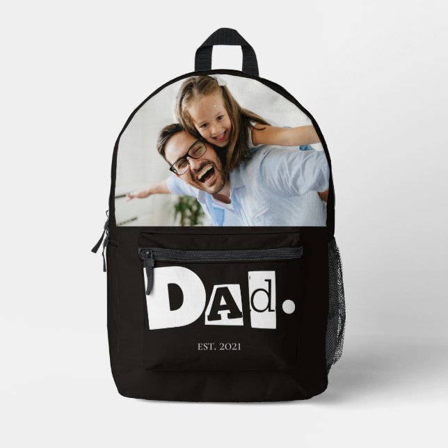 Dad Established Modern Custom Photo  Printed Backpack (Front)