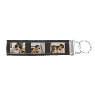 Dad Established Modern Fun 3 Photo Wrist Keychain