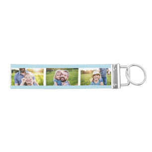 Dad Established Modern Fun 3 Photo Wrist Keychain