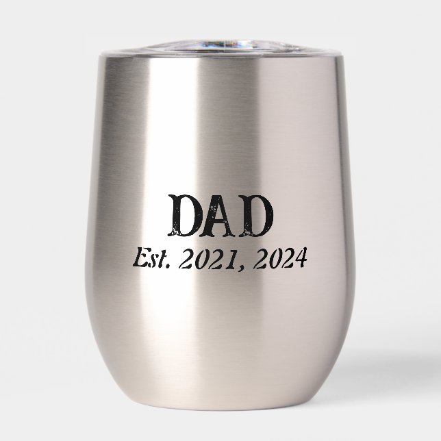 Dad Established Modern Minimalist Thermal Wine Tumbler (Front)