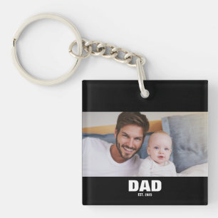 Dad Established Modern Photo Keychain