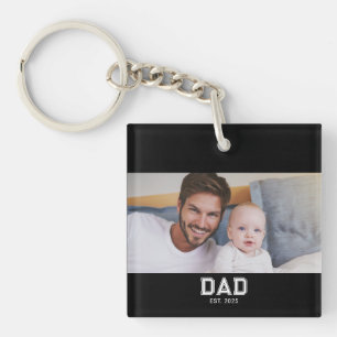 Dad Established Modern Photo Keychain