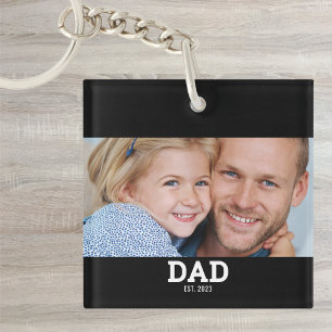 Dad Established Modern Photo Keychain