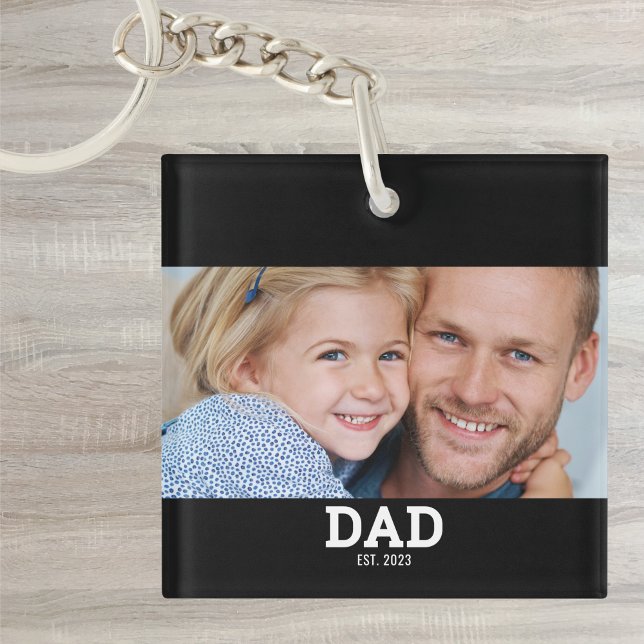 Dad Established Modern Photo Keychain (Creator Uploaded)