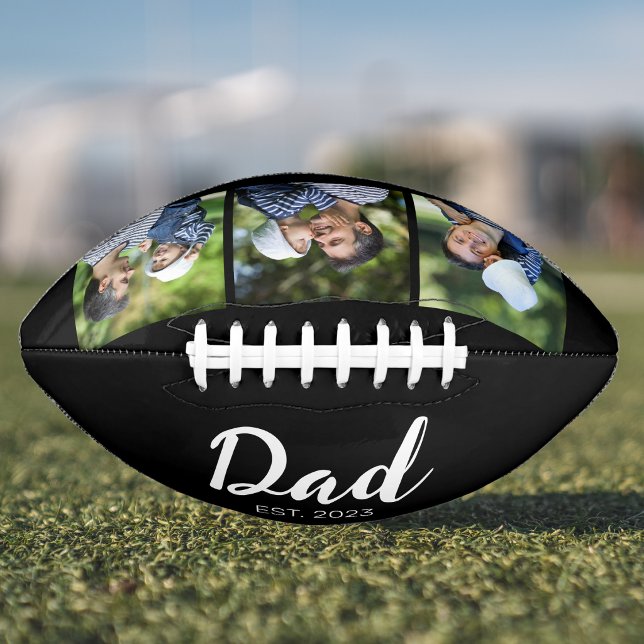 Dad Established Modern Script Black 3 Photo Football (Creator Uploaded)