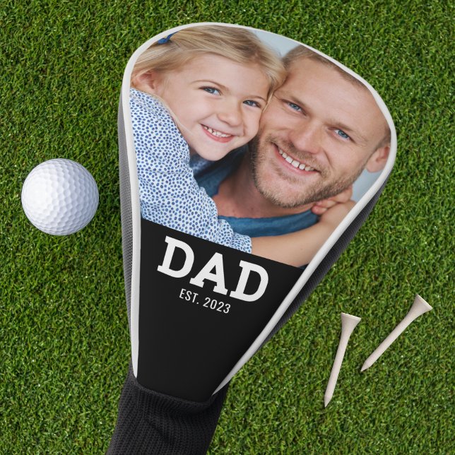 Dad Established Modern Script Photo Golf Head Cover (Creator Uploaded)