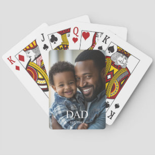 Dad Established Modern Simple Photo Poker Cards