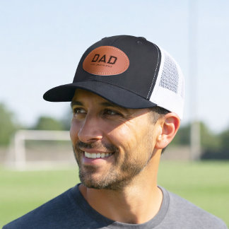 Dad Established Modern Typography Fathers Day Leather Patch Hat